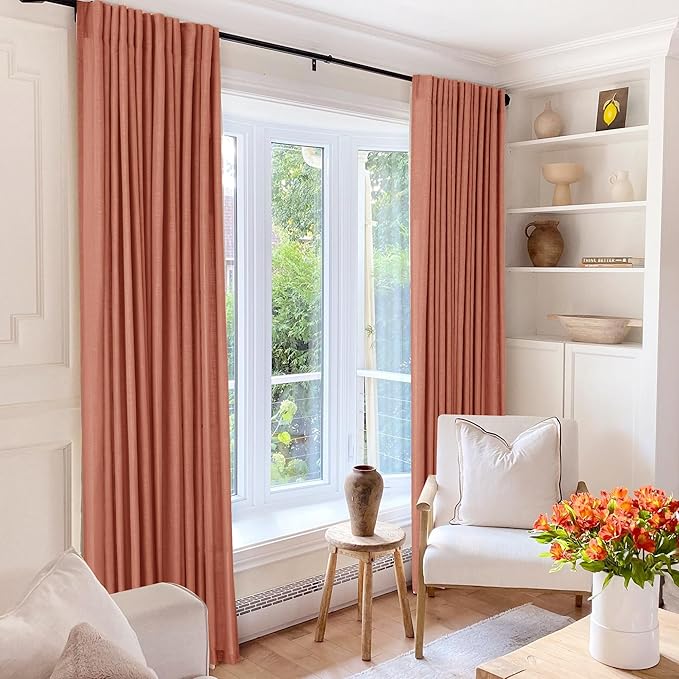 100 inch Linen Terracotta Curtains 2 Panels - Image 7