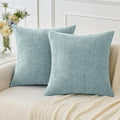 MIULEE Pack of 2 Light Blue Throw Pillow Covers 16x16 Inch Soft Chenille Pillow by MIULEE