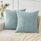 MIULEE Pack of 2 Light Blue Throw Pillow Covers 24x24 Inch Soft Chenille Pillow by MIULEE