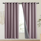 NICETOWN Chaise Mauve Vintage Linen 100% Blackout Curtains - Image 2