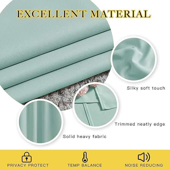 NICETOWN Seafoam Green Curtains 2 Panels 84 inches Long - Image 3