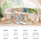 MSGKV Boho Throw Blanket for Bed Cotton 60"x80" Floral Blanket Twin Size Couch - Image 6