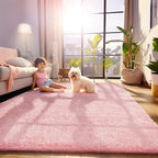 Ophanie Pink Area Rugs for Bedroom Girls, 6x9 Kids Fluffy Fuzzy Furry Shag - Image 3