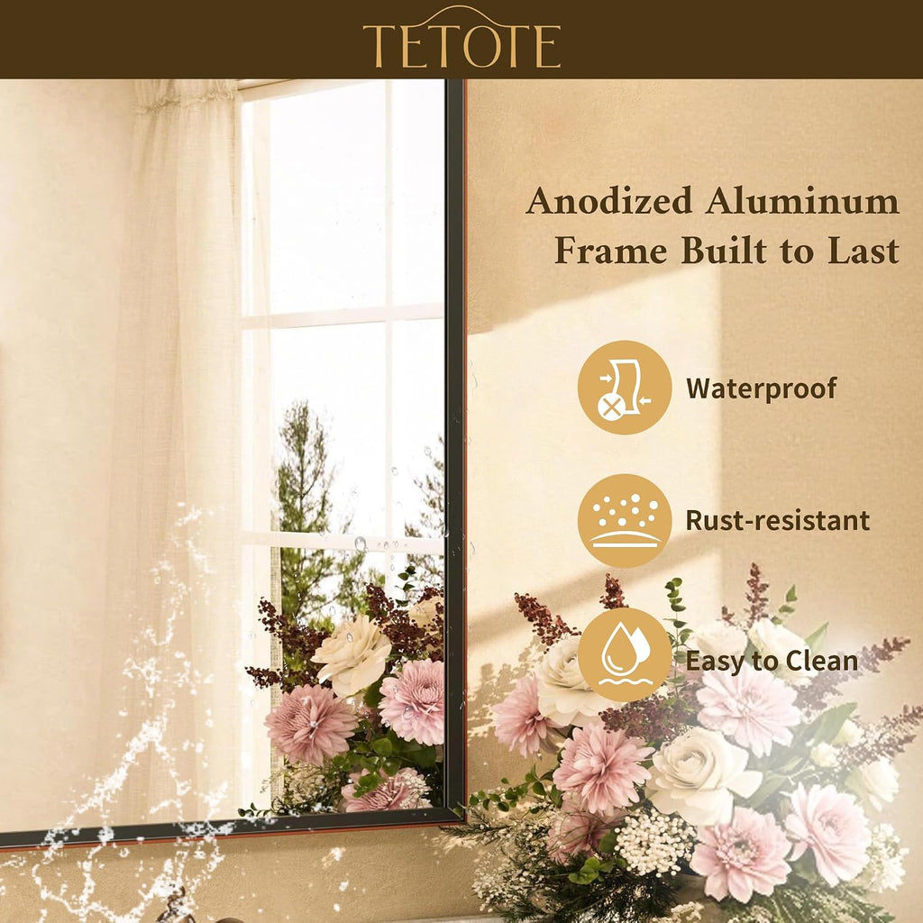 TETOTE Oil Rubbed Bronze Bathroom Mirror 24" x 30" Rectangle Beveled Frame Bathroom Vanity Mirror for Over Sink, Tempered Glass, Stronger Frame, Modern Farmhouse Bedroom, Entryway, Living Room