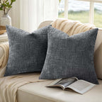 decorUhome Dark Grey Chenille Euro Sham Throw Pillow Covers 26x26 Set of 2 - Image 9