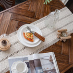 Macrame Table Runner Cream Beige Boho Table Runners with Tassels 12x71in