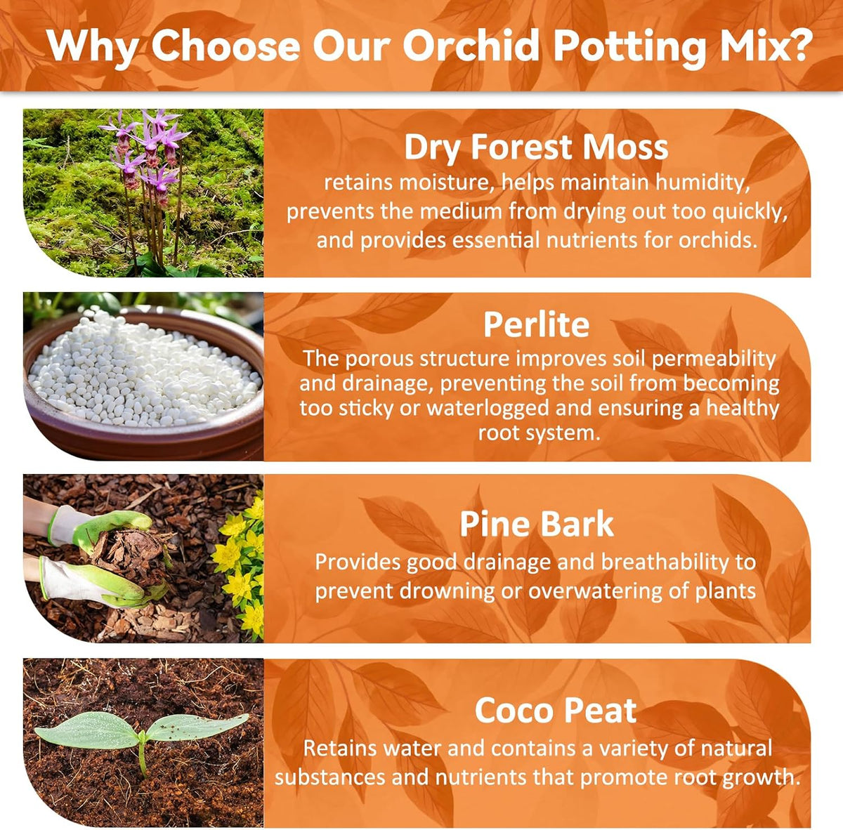 2QT Orchid Potting Mix for Repotting, Pre-Mixed & Ready-to-Use