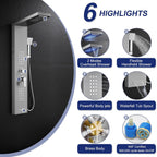 ROVATE 5 in 1 Shower Panel Tower System with LED Lights, Brushed