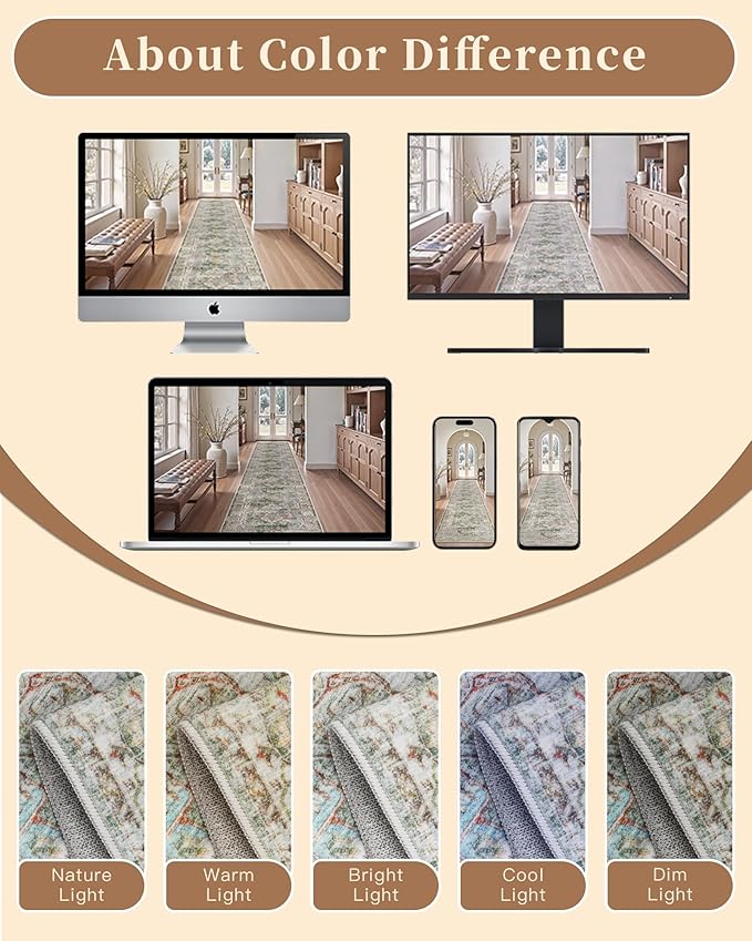 Madane Washable Area Rug 2x3, Small Entryway Rug Non-Slip Vintage Door Mat - Image 9