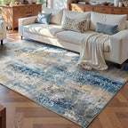 Ompaa Living Room Rug 5x8 Ultramarine Area Rug Machine Washable Boho Rug Non - Image 2