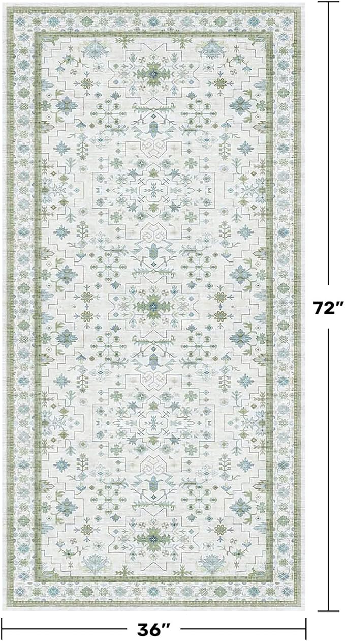 Hazo Haus Blue and Green Washable Rugs 3x6 - Image 2