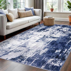 KOZYFLY Modern Abstract Area Rugs 5x7 Navy Blue Machine Washable Thin Rug by KOZYFLY