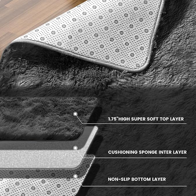 Large Area Rugs for Living Room, Super Luxury 8x10 Soft Fluffy Modern Bedroom - Image 3