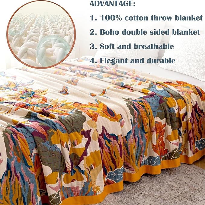 MSGKV Boho Throw Blanket for Couch and Sofa 50"x60" Cotton Throw Cover for - Image 6