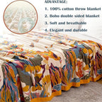 MSGKV Boho Throw Blanket for Couch and Sofa 50"x60" Cotton Throw Cover for - Image 6