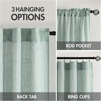 MIULEE Sea Green Linen Curtains 84 Inch Length - Image 3