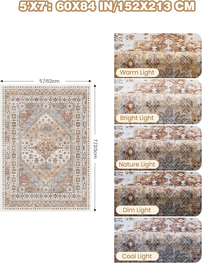 Area Rugs 5x7, Ultra-Thin Washable Rugs - Image 2