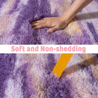 Soft Runner Rugs for Bedroom Hallways, 2x5 Abstract Purple Fluffy Shag Throw - Image 5