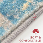 KOZYFLY Modern Abstract Runner Rug 2x6 Turquoise/Beige/Grey/Yellow Runners - Image 2