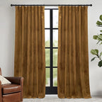 RYB HOME Brownish Gold Velvet Curtains 96 inch, Retro Vintage Room Darkening by RYBHOME