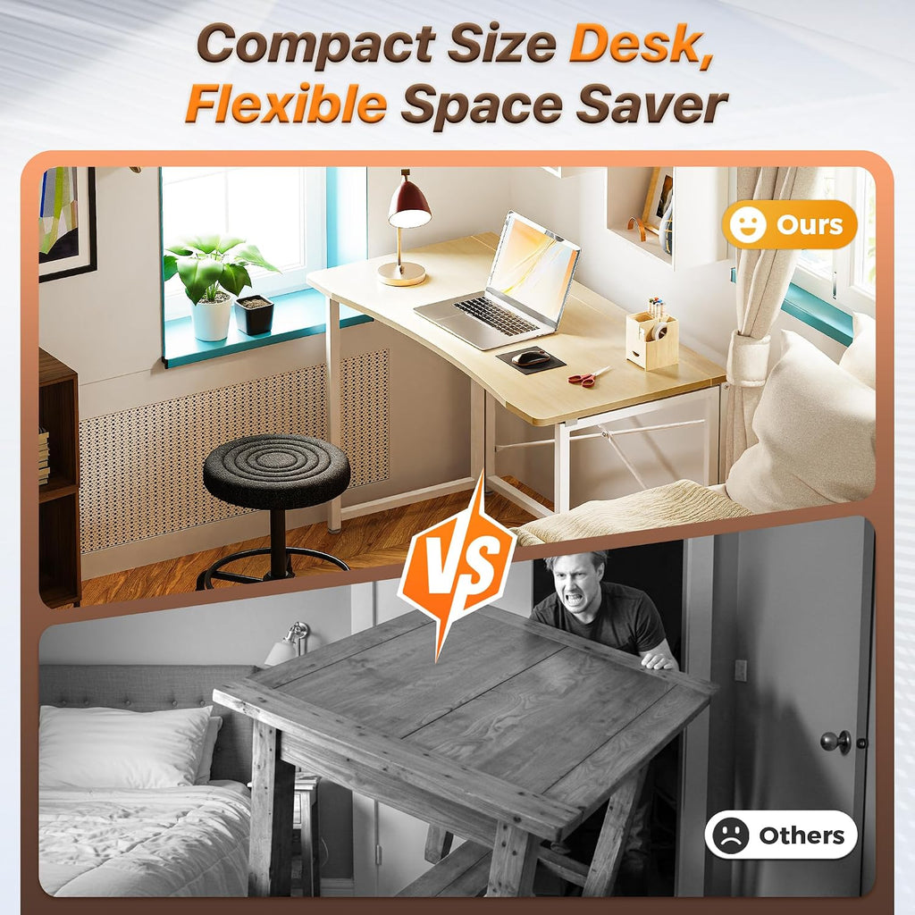 Huuger Folding Desk for Small Spaces, 39.4 Inch Foldable Computer Table