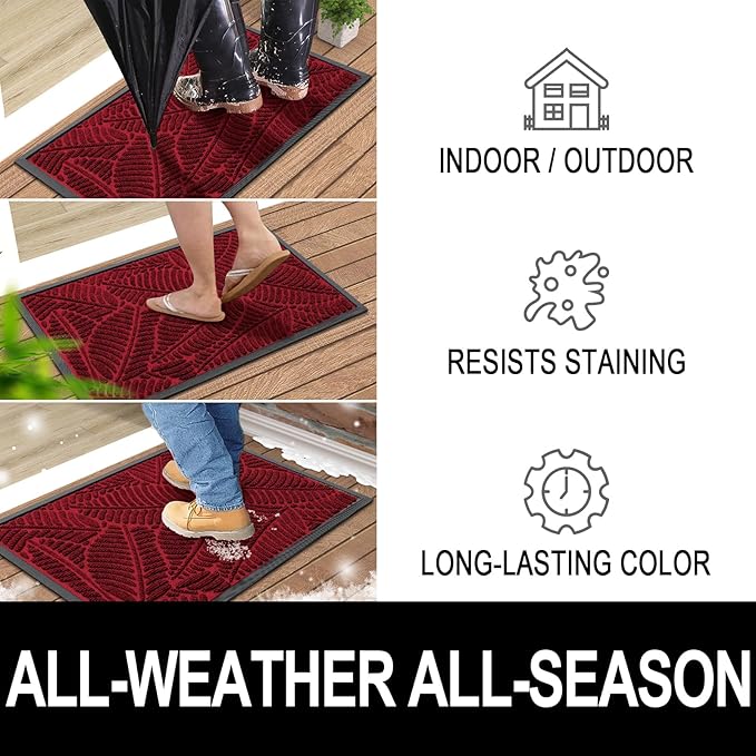 Colorxy Waterproof Doormat, Sturdy Natural Rubber Front Indoor Mat, Non Slip - Image 4