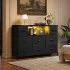 LED TV Stand for 55 Inch TV, 8 Drawers, Black