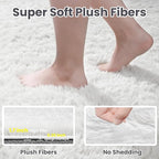 2x6 Bedside Area Rugs for Bedroom: Soft Fluffy Shag White Rug for Hallway - Image 8