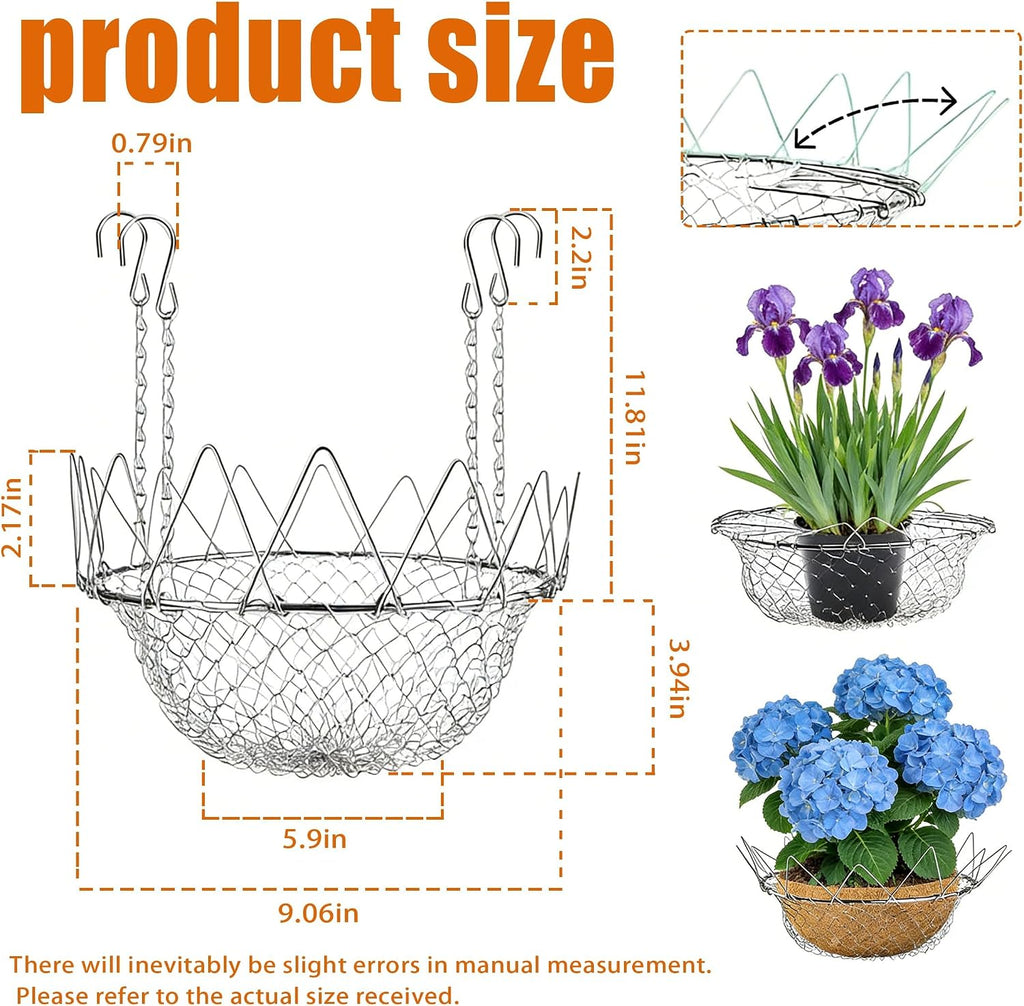 Adjustable Planter Insert for Round Pots – Fits 0.8" Rim, 12-18" Diameter 2pcs Rust-Proof Stainless Steel Plant Riser for Inside Large Deep Pots, Soil Saver & Drainage Insert for Outdoor Patio & Porch
