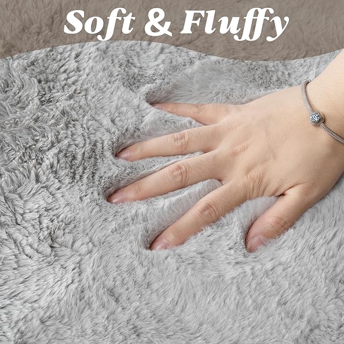 ThreadGlobe Fluffy Faux Rabbit Fur Rug 2'x3', Ultra Soft & Non-Slip Small Rugs - Image 2