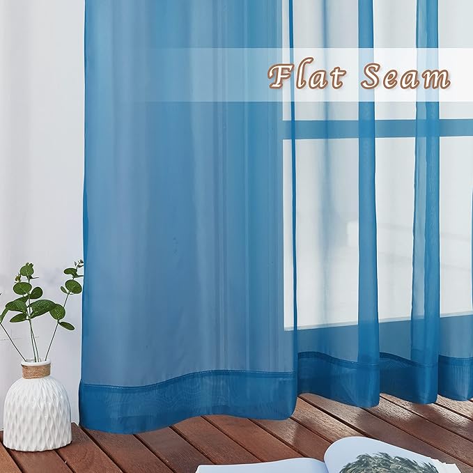 NICETOWN Voile Sheer Turquoise Curtains 90 inch Length, Grommet Airy Voile - Image 6