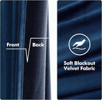 MIULEE 90 Inches Velvet Curtains Navy Blue Elegant Grommet Curtains Thermal - Image 3