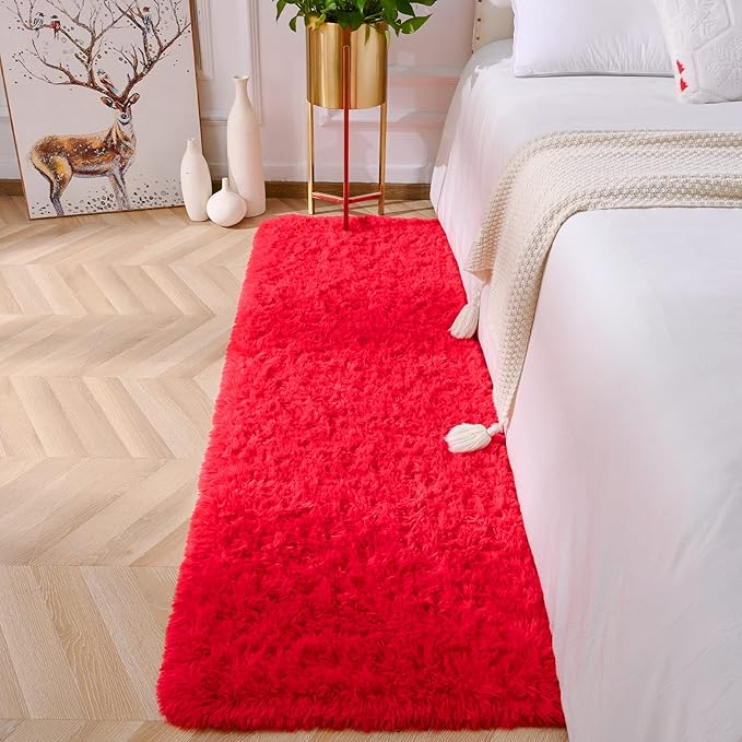 Amearea Shag Fluffy Runner Rug for Bedroom Girls Living Room, 2x6 Feet Extra by AmeareaDirect