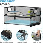 Marbrasse 2 Tier Paper Organizer Letter Tray, Mesh File Organizer with Handle, Paper Sorter Desk Organizer for Home Office Supplies - Black