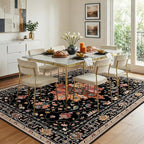 Area Rugs 8'x10' Washable Non-Slip, Floral Vintage Distress Print Pattern - Image 3