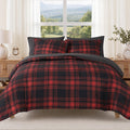 MaiRêve Plaid Queen Comforter Set Red Black 7 Pieces Bed in a Bag
