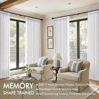 MIULEE Pinch Pleated White Thick Linen Curtains 90 Inches Long 2 Panels - Image 2