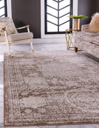 Unique Loom Bromley Collection Area Rug - Wells (3' 1" Round Orange/Ivory)