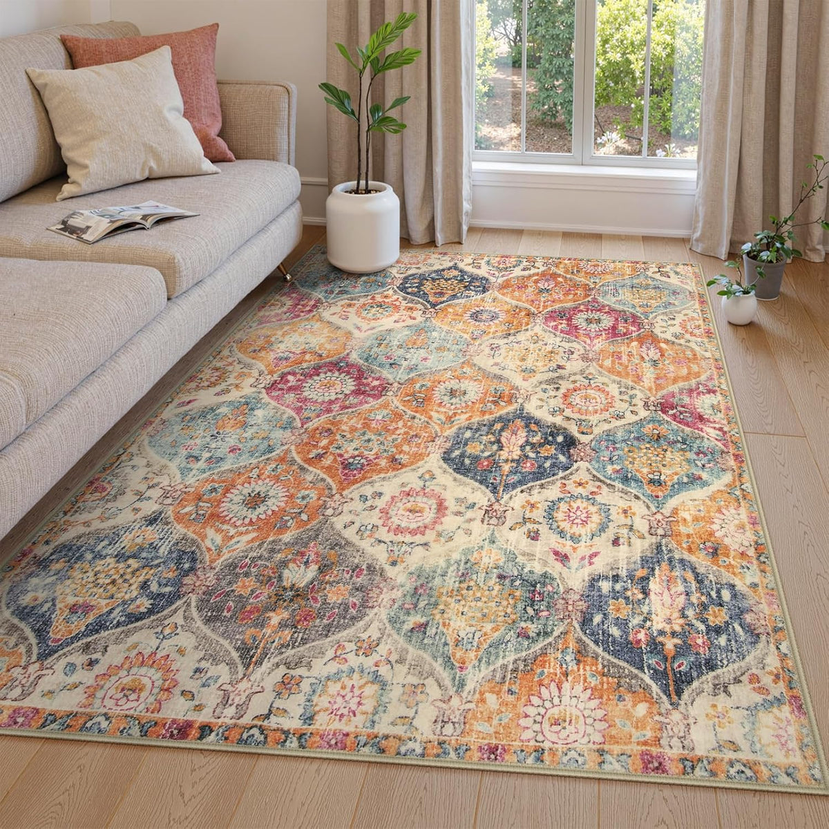 Lahome Moroccan Small Area Rug, 2x4 Rugs for Entryway Kitchen Bedside
