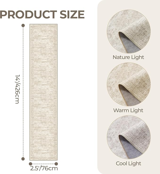 Washable Runner Rug 2.5x14, Non-Slip Long Hallway Runner - Image 2