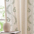 jinchan Belrose Linen Curtains for Bedroom Floral Curtains 72 Inch Length Linen by JINCHAN