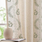 jinchan Belrose Linen Curtains for Bedroom Floral Curtains 72 Inch Length Linen by JINCHAN