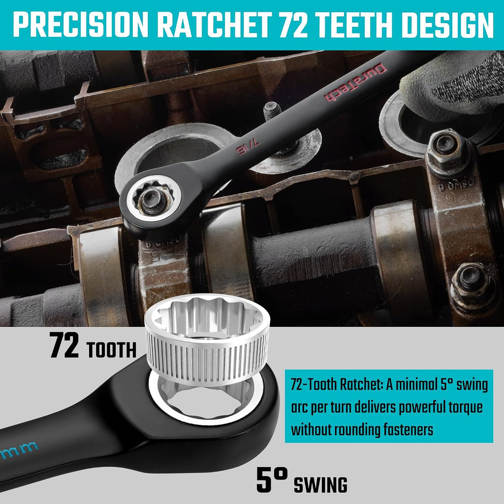 DURATECH 22-Piece Ratcheting Wrench Set,  Metric&SAE, Black Electrocoat