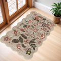 2x3 Small Area Rug for Entryway: Washable Soft Floral Scalloped Rug Brown