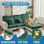 Couch Cover 3-Piece Elastic Velvet Couch Cushion Covers & Chaise Slipcovers - Image 3