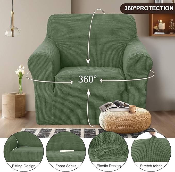 U-NICE HOME Stretch Recliner Chair Cover, Pet Friendly Armchair Slipcover - Image 3