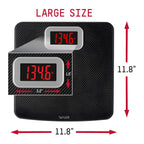 Taylor Digital Bathroom Scale, 440 lb Cap, Red LED, Anti-Slip, Black
