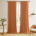 Guken Orange 100% Blackout Linen Curtains 120 Inch Length 2 Panels Set by Guken