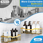 Shower Caddy 5 Pack,Adhesive Shower Organizer for Bathroom Storage&Home Decor&Kitchen,No Drilling,Large Capacity,Rustproof Stainless Steel Bathroom Organizer,Shower Shelves for Inside Shower-Larger