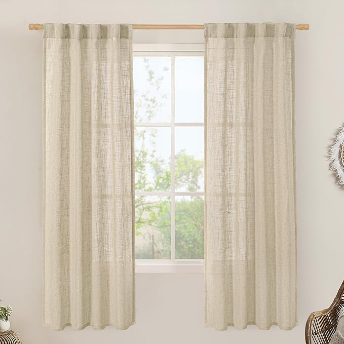 LAMIT Light Filtering Linen Curtains 72 Inches Long by LAMIT